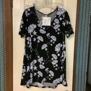 LuLaRoe Top Short Sleeve Floral Black Size XS New
